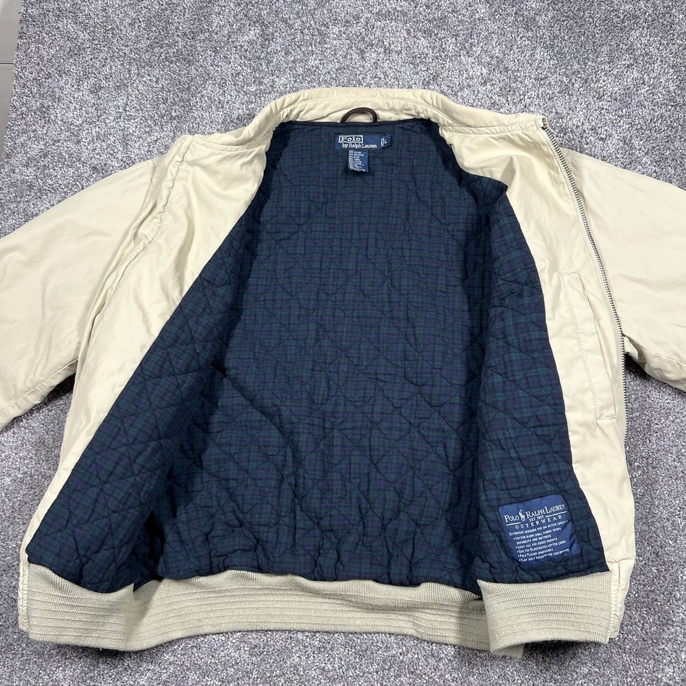 Vintage 90s Polo Ralph Lauren Blackwatch Plaid Quilted Lined Bomber Harrington L - Picture 4 of 10